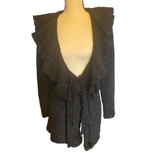 Mischa Women’s (M) Black Sweater with two front buttons gold thread throughout